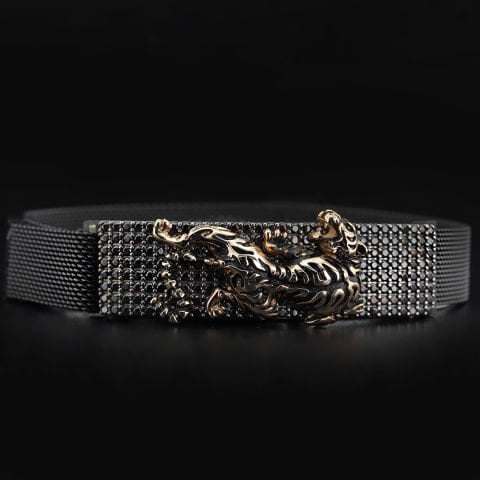 Jaguar Figürlü Gümüş Bileklik
