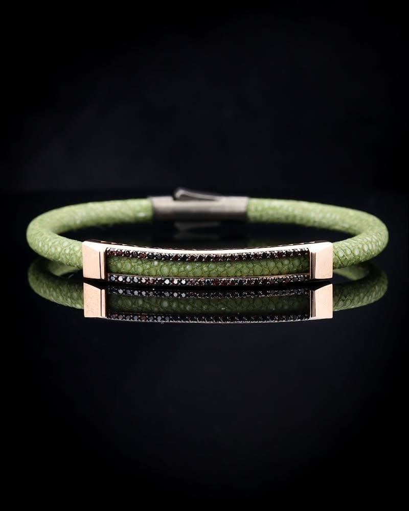 Orijinal Vatoz Derisi Kordonlu Taşlı Bileklik