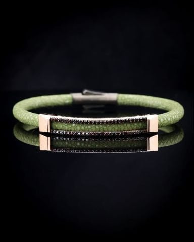 Orijinal Vatoz Derisi Kordonlu Taşlı Bileklik