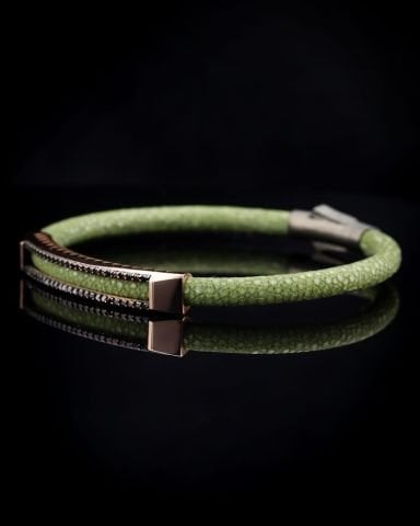 Orijinal Vatoz Derisi Kordonlu Taşlı Bileklik