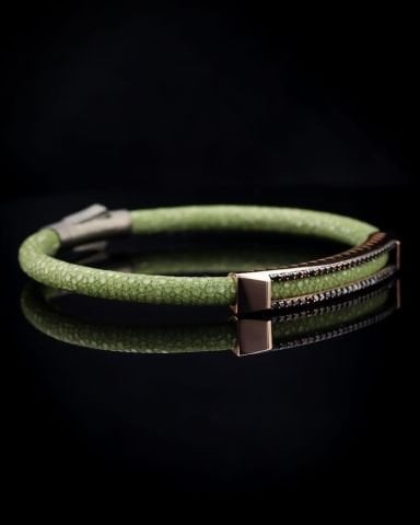 Orijinal Vatoz Derisi Kordonlu Taşlı Bileklik