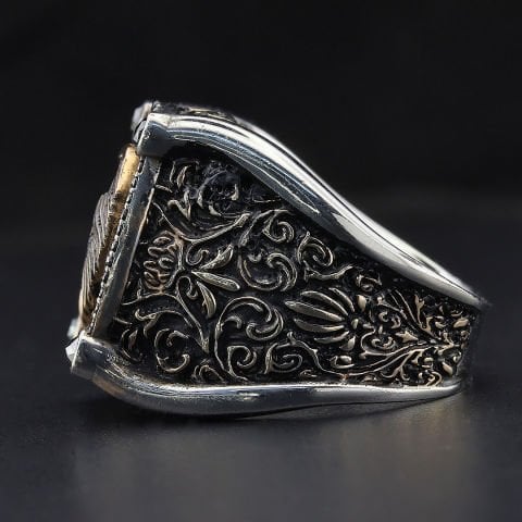 Altın Kartal Figürlü Pırlantalı Yüzük