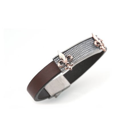 Fleur de Lis Taşlı Gümüş Bileklik