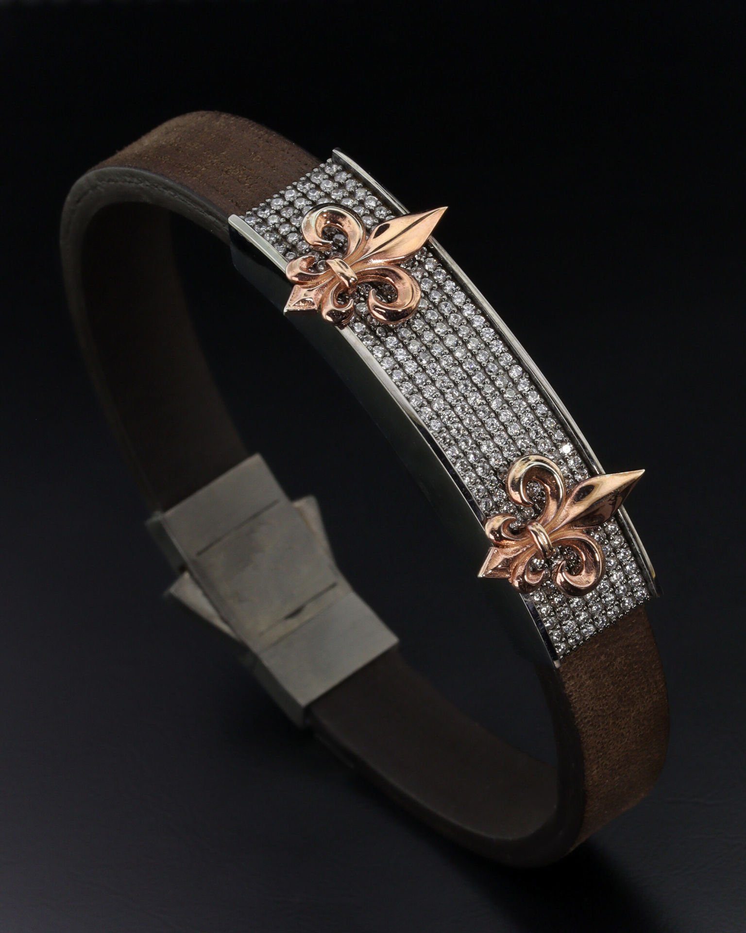 Fleur de Lis Taşlı Gümüş Bileklik