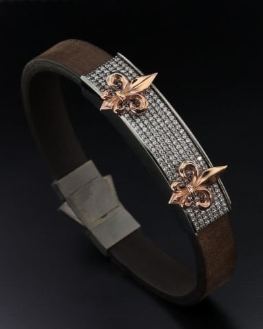 Fleur de Lis Taşlı Gümüş Bileklik