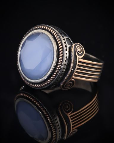 Mavi Kalsedon Taşlı Yüzük