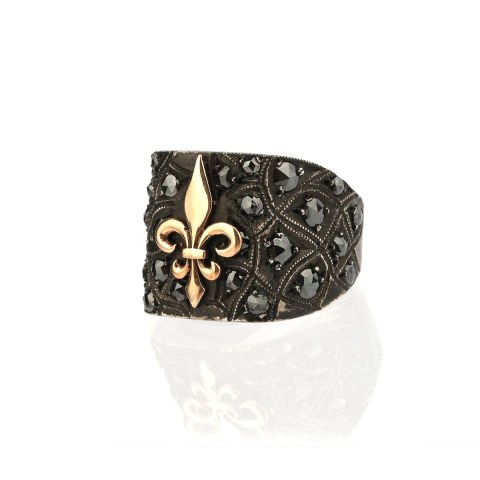 Elmas Taşlı Fleur de Lis Figürlü Yüzük