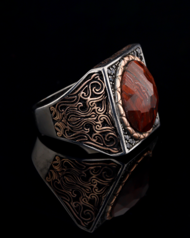 Tiger Taşlı Kare Form Yüzük