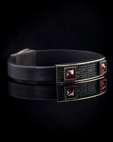 Deri Kordon Taş İşli Bileklik