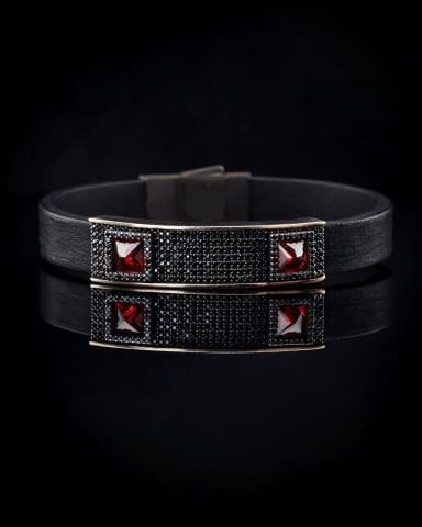 Deri Kordon Taş İşli Bileklik