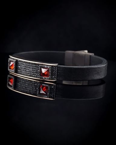 Deri Kordon Taş İşli Bileklik