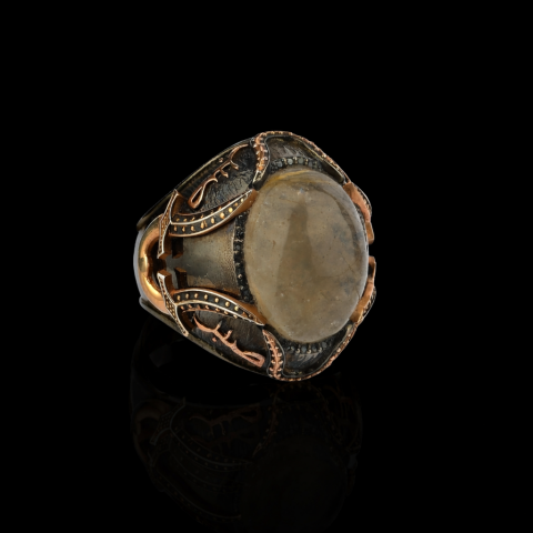 Agat Taşlı Sabır Yazılı Yüzük