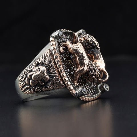 Üç Boyutlu Çift Aslan Yüzük