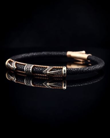 Orijinal Vatoz Derisi Kordonlu Taşlı Bileklik