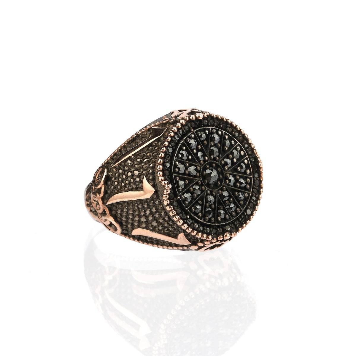 Allah ve Muhammed Yazılı Elmas Taşlı Yüzük