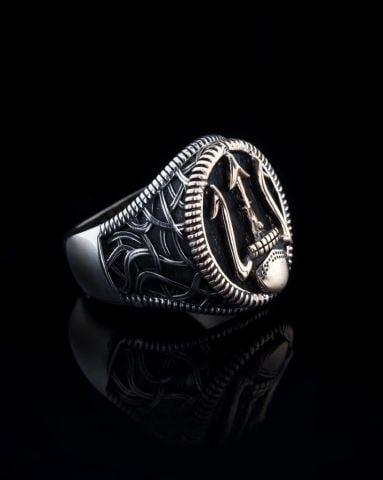 Okyanus Ve Deprem Tanrısı Poseidon Asası Figürlü Yüzük