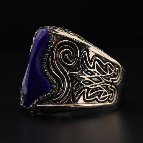 Lapis Taşlı Pırlantalı Yüzük