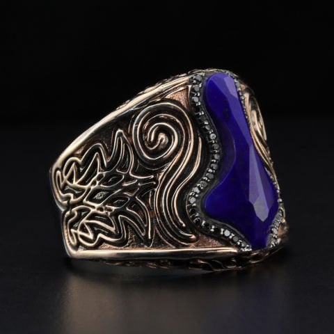 Lapis Taşlı Pırlantalı Yüzük