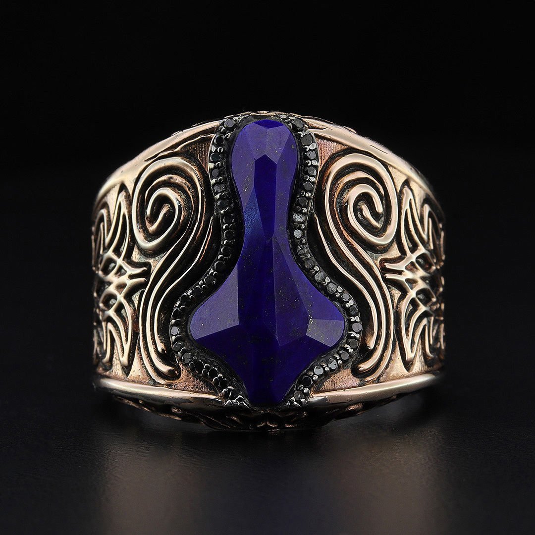 Lapis Taşlı Pırlantalı Yüzük