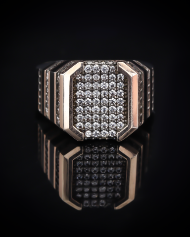 Siyah Mineli Taşlı Yüzük