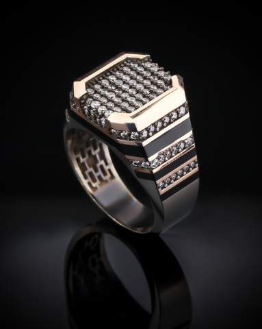 Siyah Mineli Taşlı Yüzük