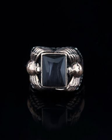 Kartal Figürlü Kedi Gözü Taşlı Yüzük