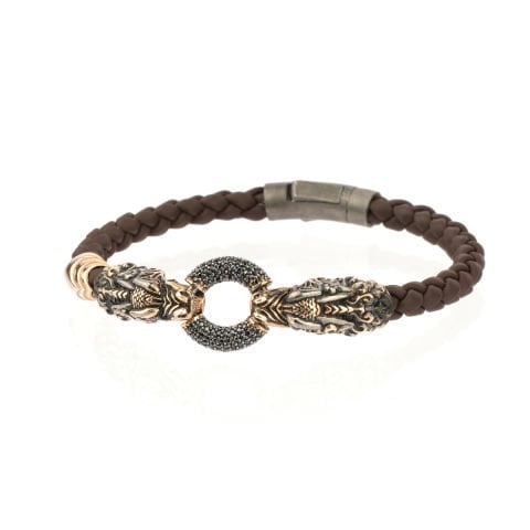 Çift Ejderha Başı Figürlü Bileklik