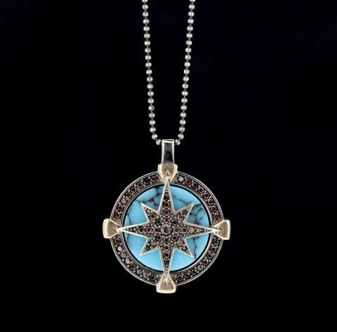 Kutup Yıldızı Figürlü Firuze Taşı Kolye