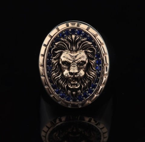 Aslan Figürlü Gümüş Yüzük