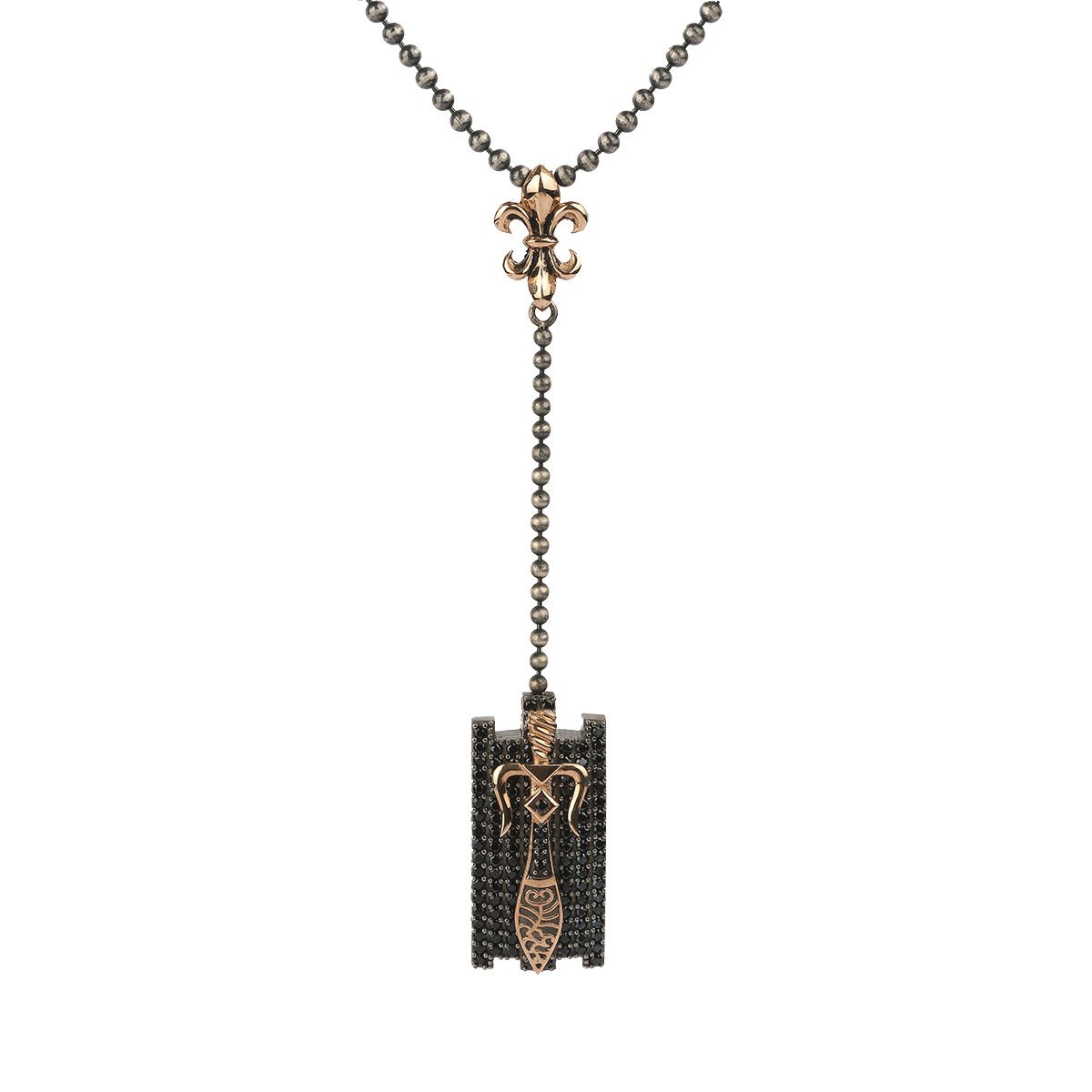 Fleur de Lis ve Kılıç Figürlü Kolye