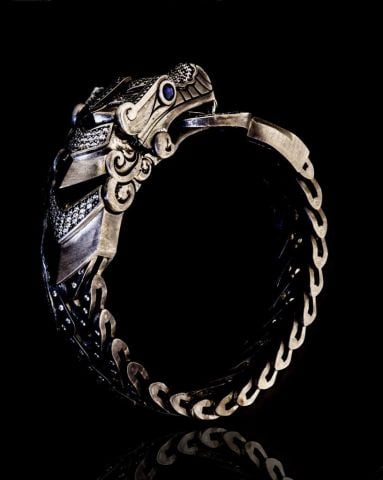 Ejderha Figürlü Gümüş Bileklik