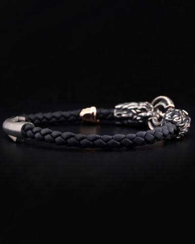 Çift Aslan Figürlü Bileklik