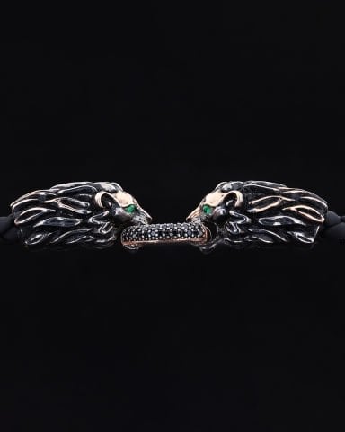 Çift Aslan Figürlü Bileklik