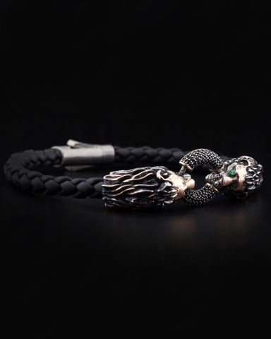 Çift Aslan Figürlü Bileklik