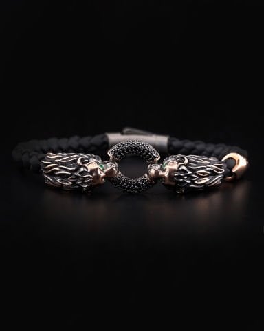 Çift Aslan Figürlü Bileklik