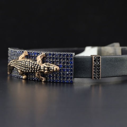 Timsah Figürlü Gümüş Bileklik