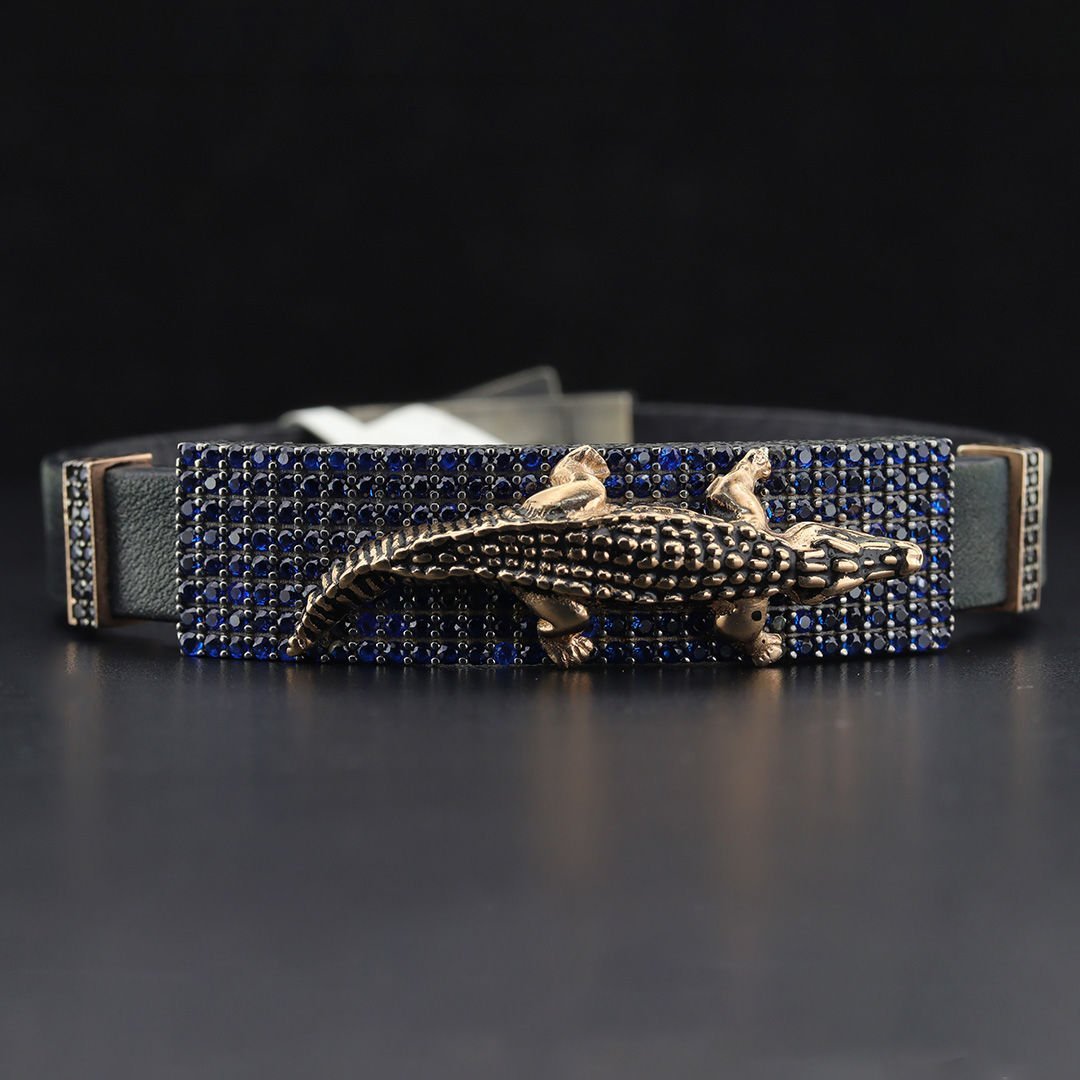 Timsah Figürlü Gümüş Bileklik