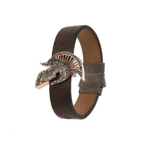 Miğfer Figürlü Taş İşli Gümüş Bileklik