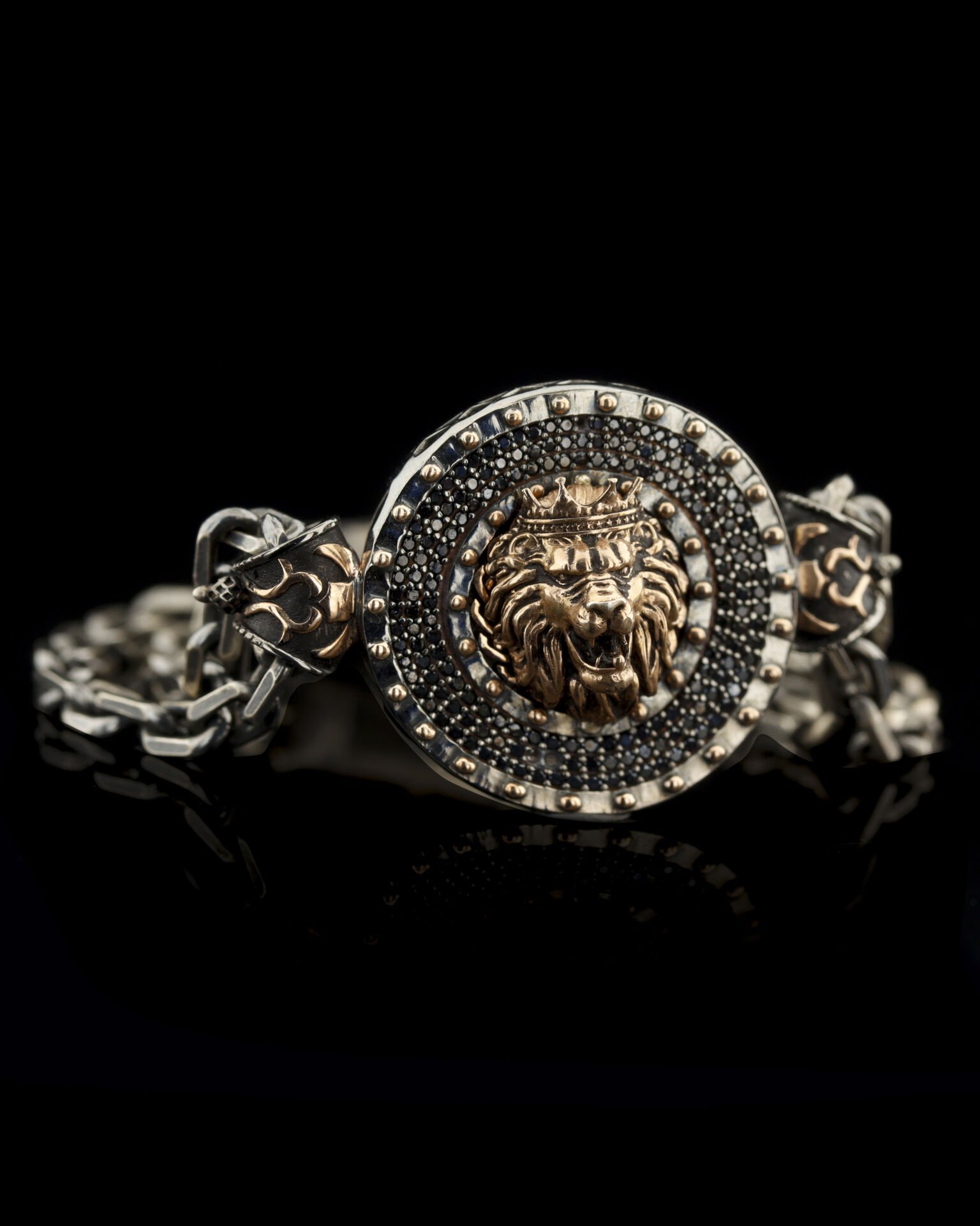 Aslan Figürlü Gümüş Kordon Bileklik