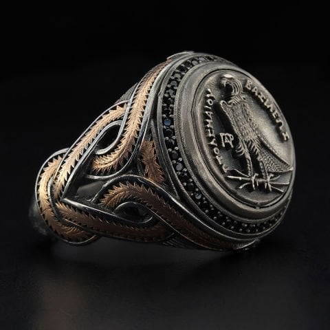 Kartal Sikkesi Figürlü Gümüş Yüzük