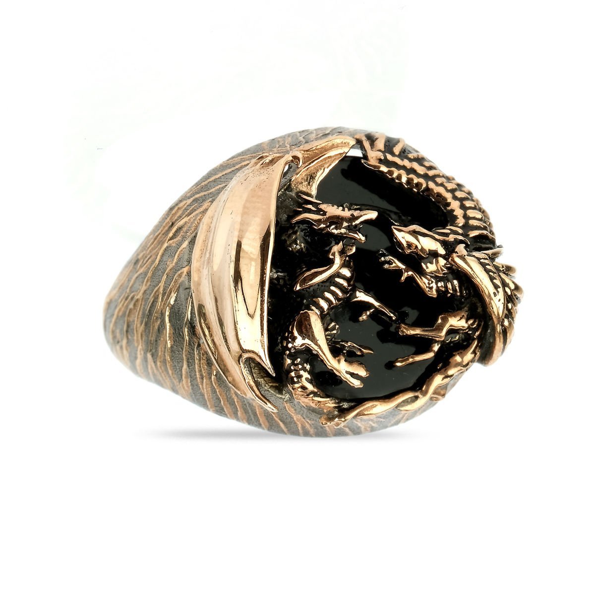 Üç Boyutlu Çift Ejderha Gümüş Yüzük