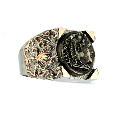 Büyük İskender Sikke Figürlü Gümüş Yüzük