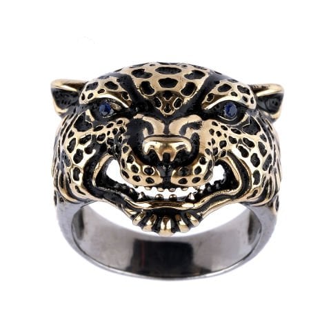 Üç Boyutlu Kurt Başı Figürlü Gümüş Yüzük