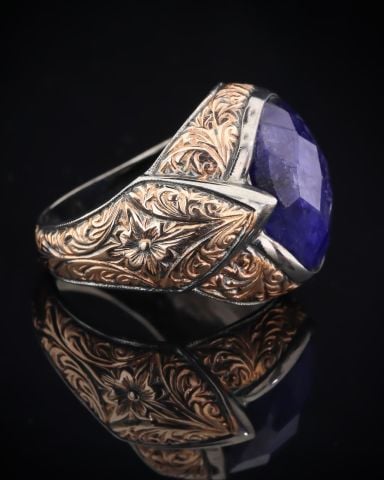 Kök Safir Taşlı Gümüş Yüzük