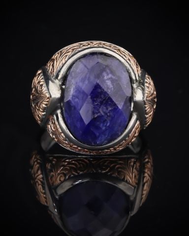 Kök Safir Taşlı Gümüş Yüzük