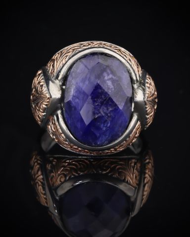 Kök Safir Taşlı Gümüş Yüzük