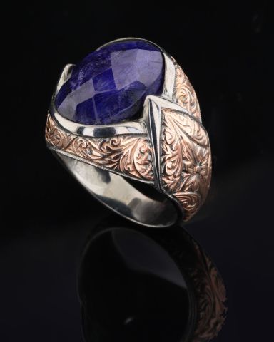 Kök Safir Taşlı Gümüş Yüzük