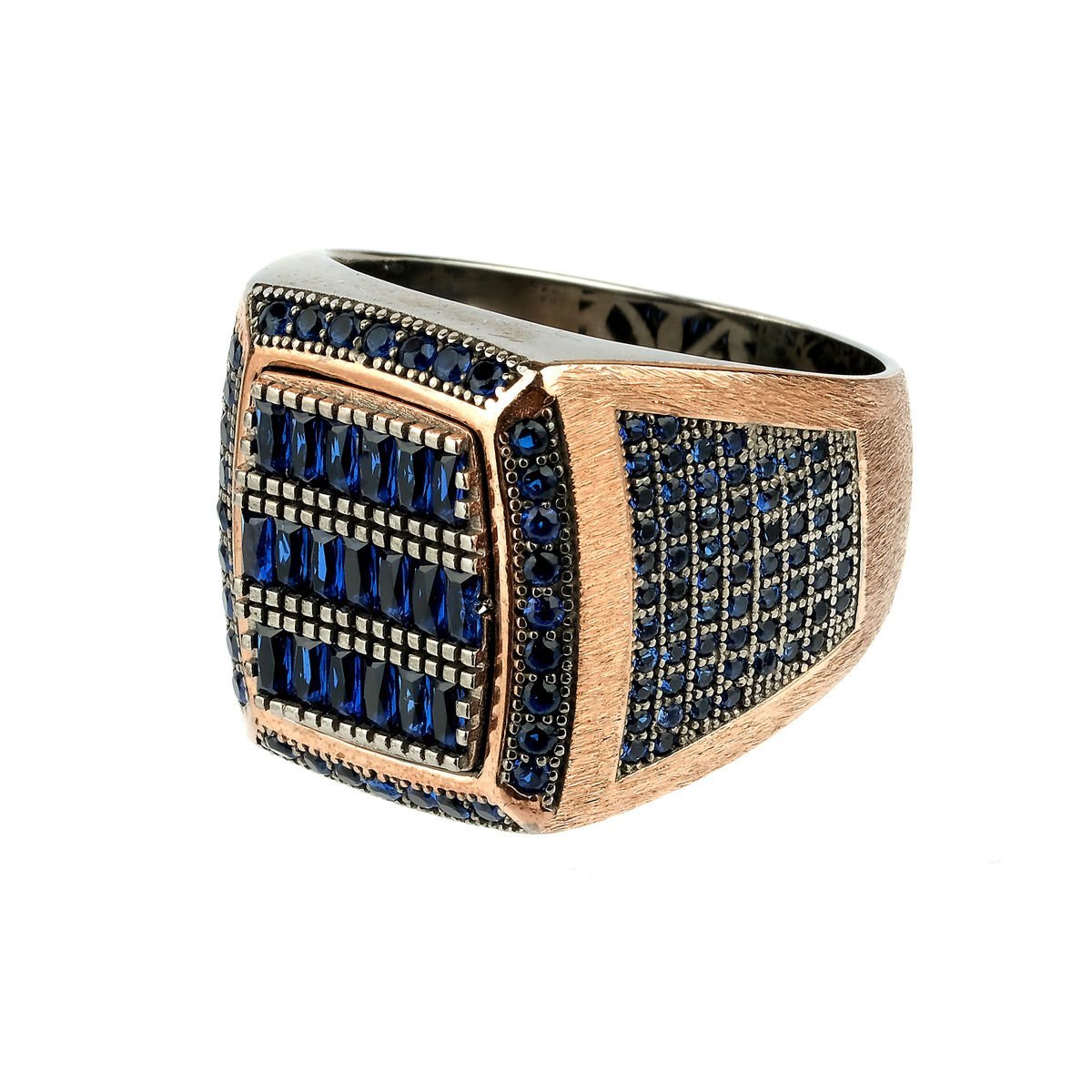 Mavi Baget Taşlı Özel Tasarım Gümüş Yüzük