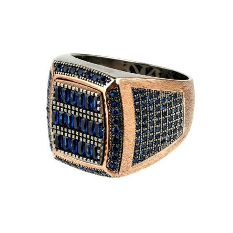 Mavi Baget Taşlı Özel Tasarım Gümüş Yüzük