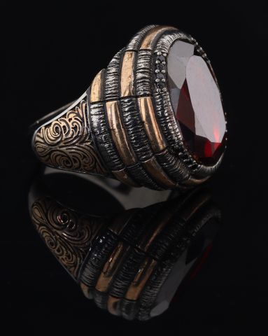 Garnet Taşlı Gümüş Yüzük